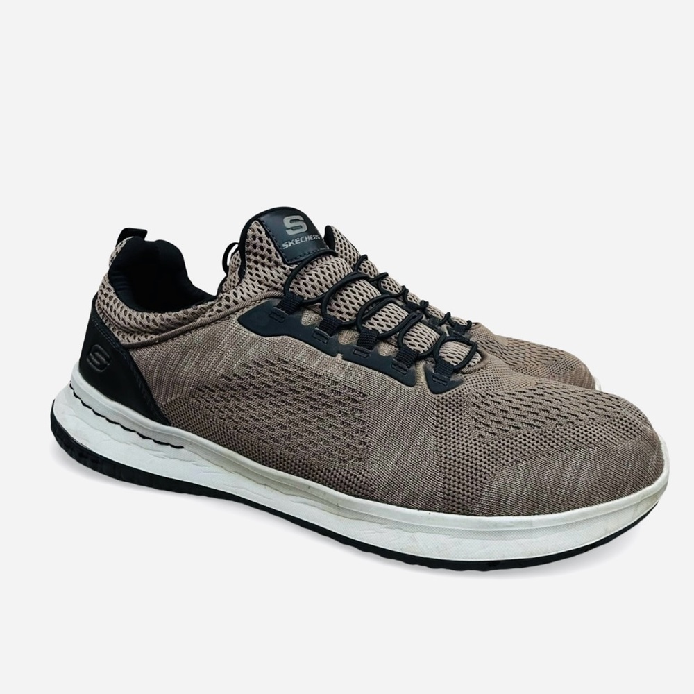Skechers Delson Brewton Shoes Mens 13 Tan Beige Brown Slip On Running Sneakers - Picture 5 of 13